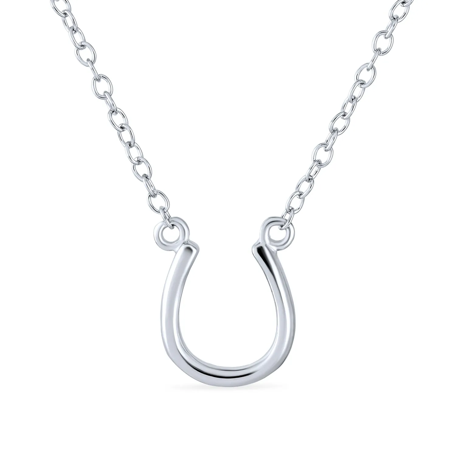 Minimalist Horseshoe Pendant Necklace in Gold and Silver - Equestrian Good Luck Charm