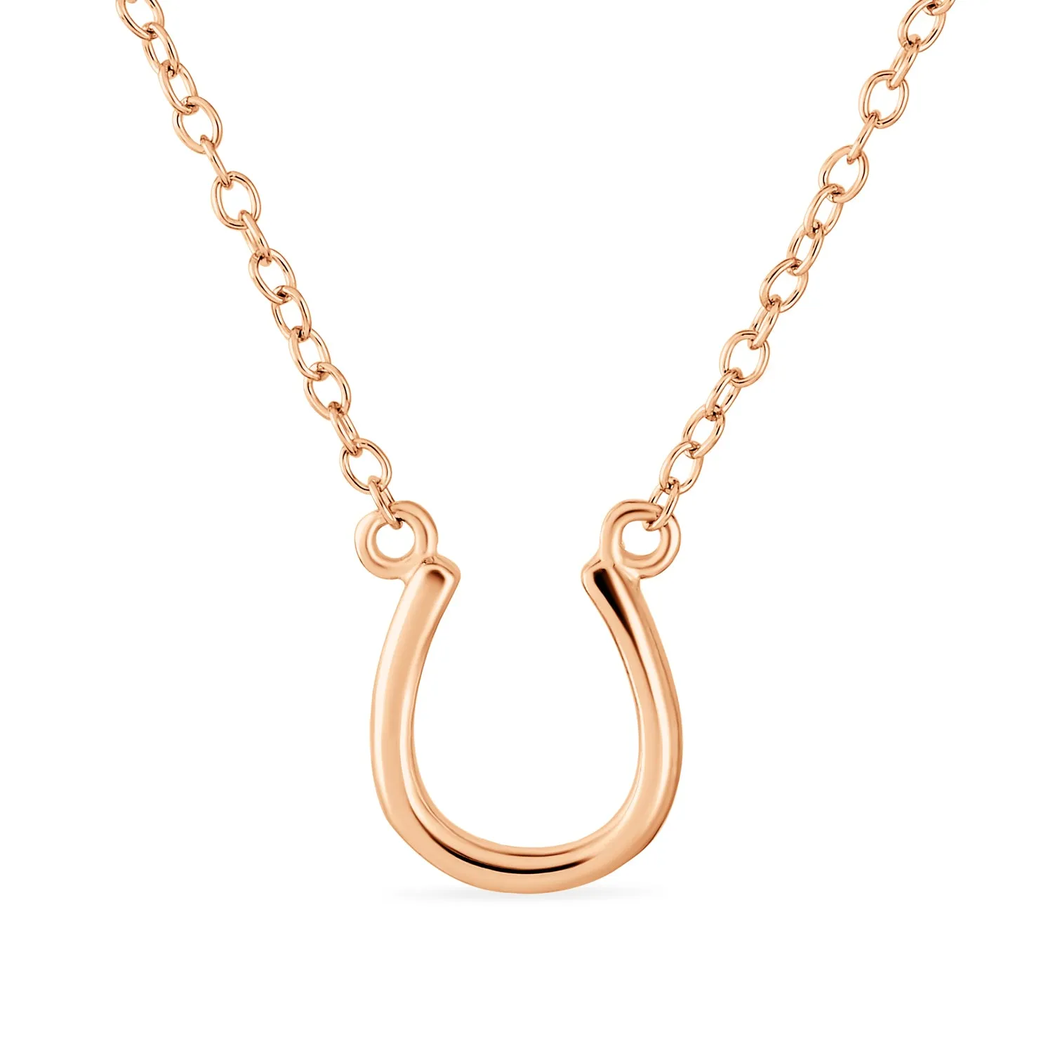 Minimalist Horseshoe Pendant Necklace in Gold and Silver - Equestrian Good Luck Charm