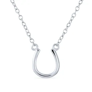 Minimalist Horseshoe Pendant Necklace in Gold and Silver - Equestrian Good Luck Charm