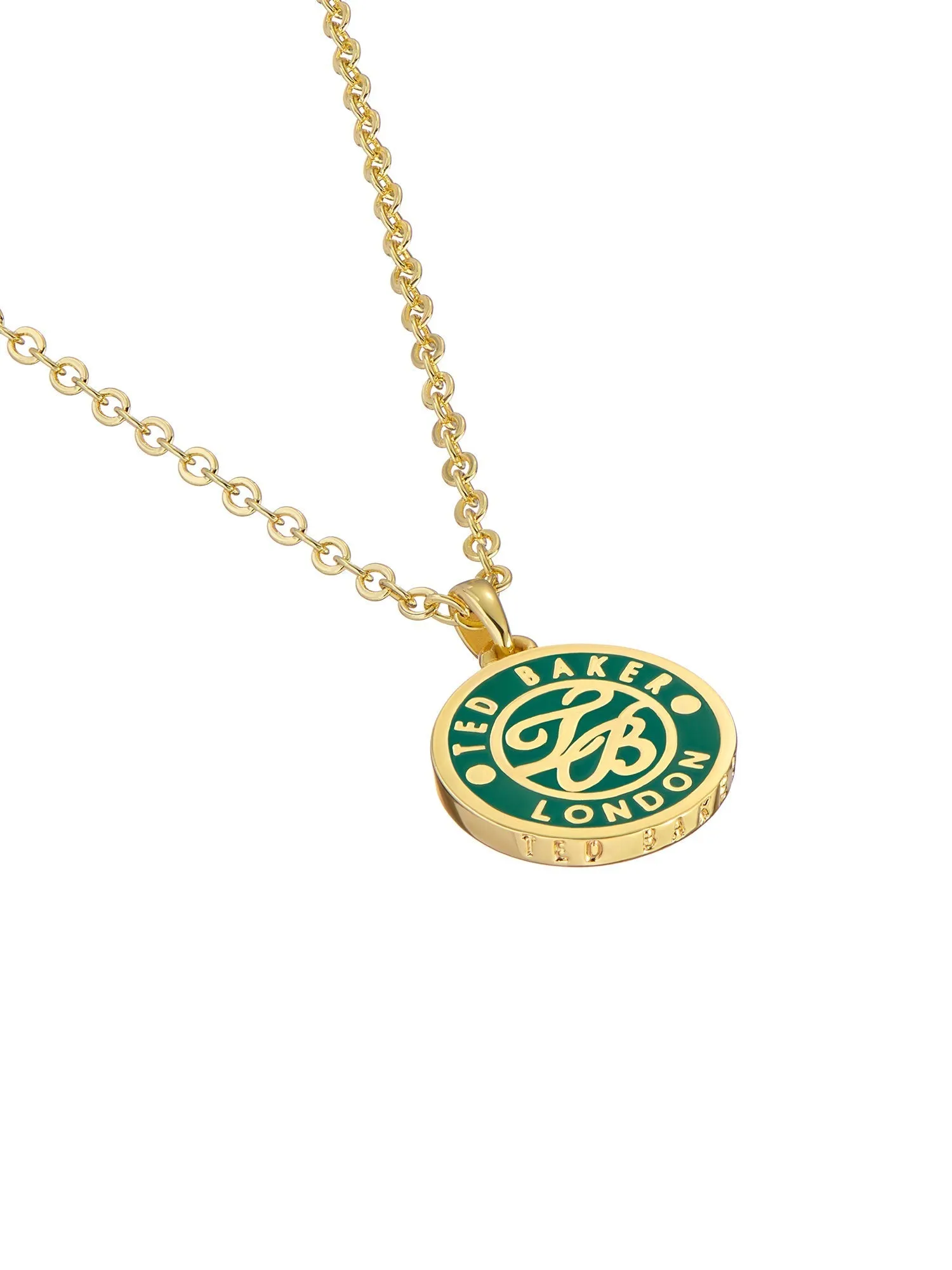 Monella Green Monogram Button Pendant Necklace Gold