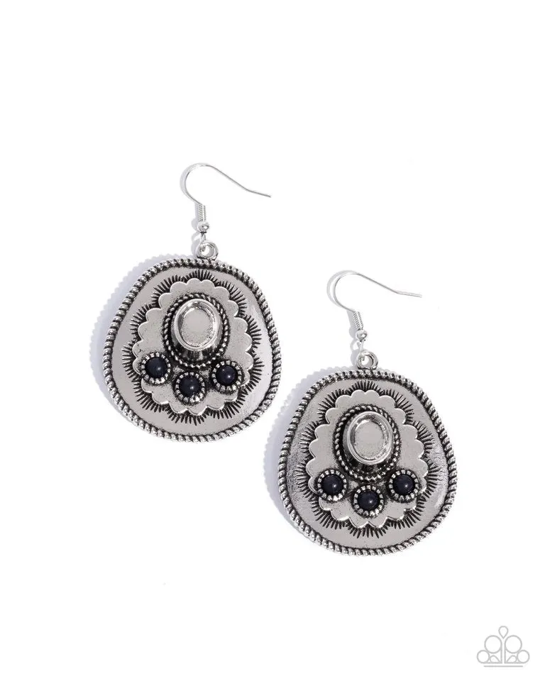 Paparazzi Earring ~ Cowboy Chaperone - Black