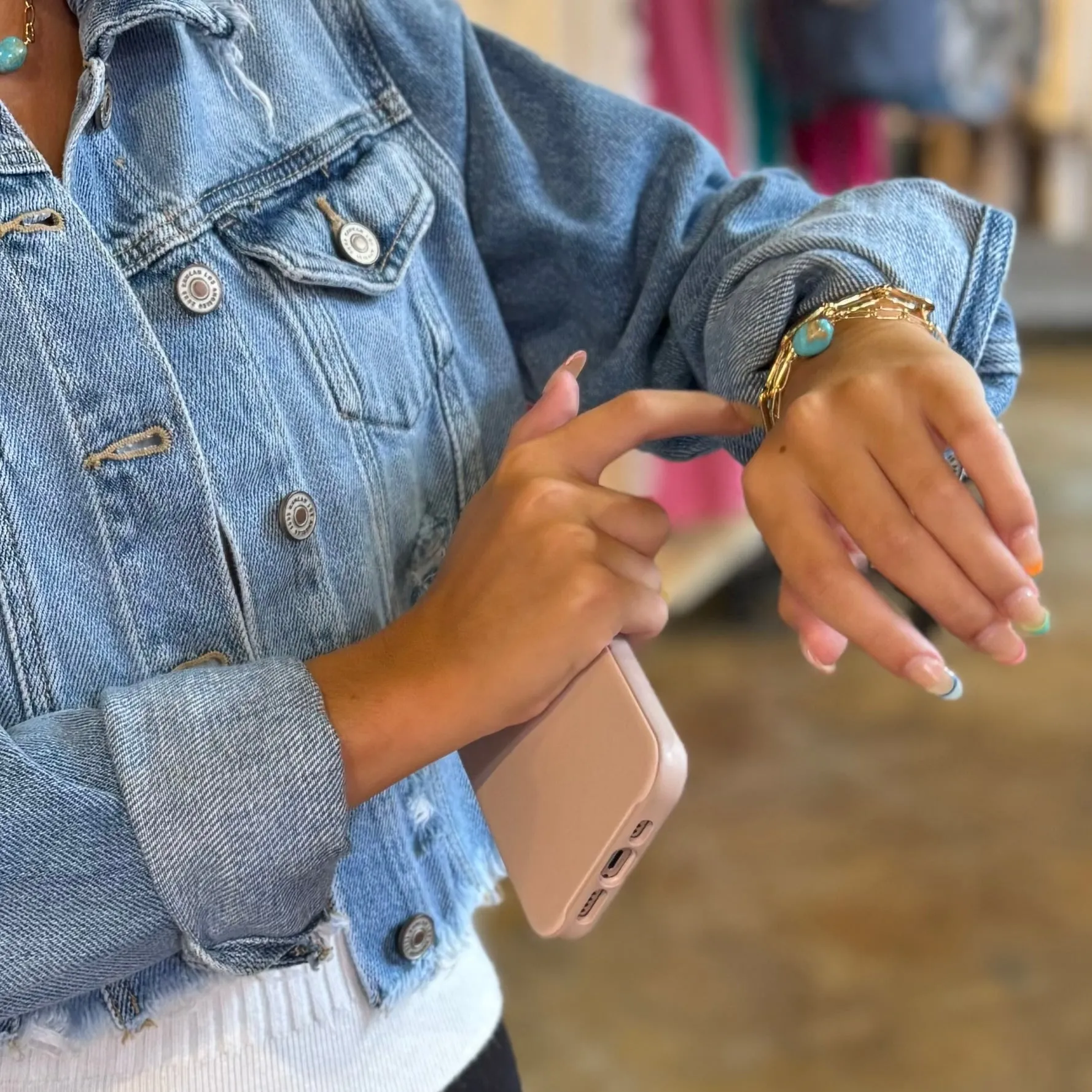 PAPER CLIP CHAIN PEARL BRACELET