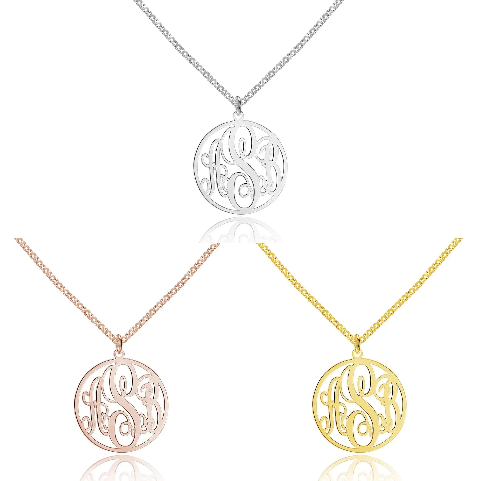 Personalized Monogram Necklace in 925 Sterling Silver