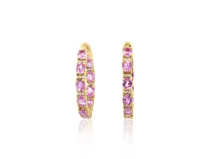 Pink Sapphire and Diamond Hoop Earrings