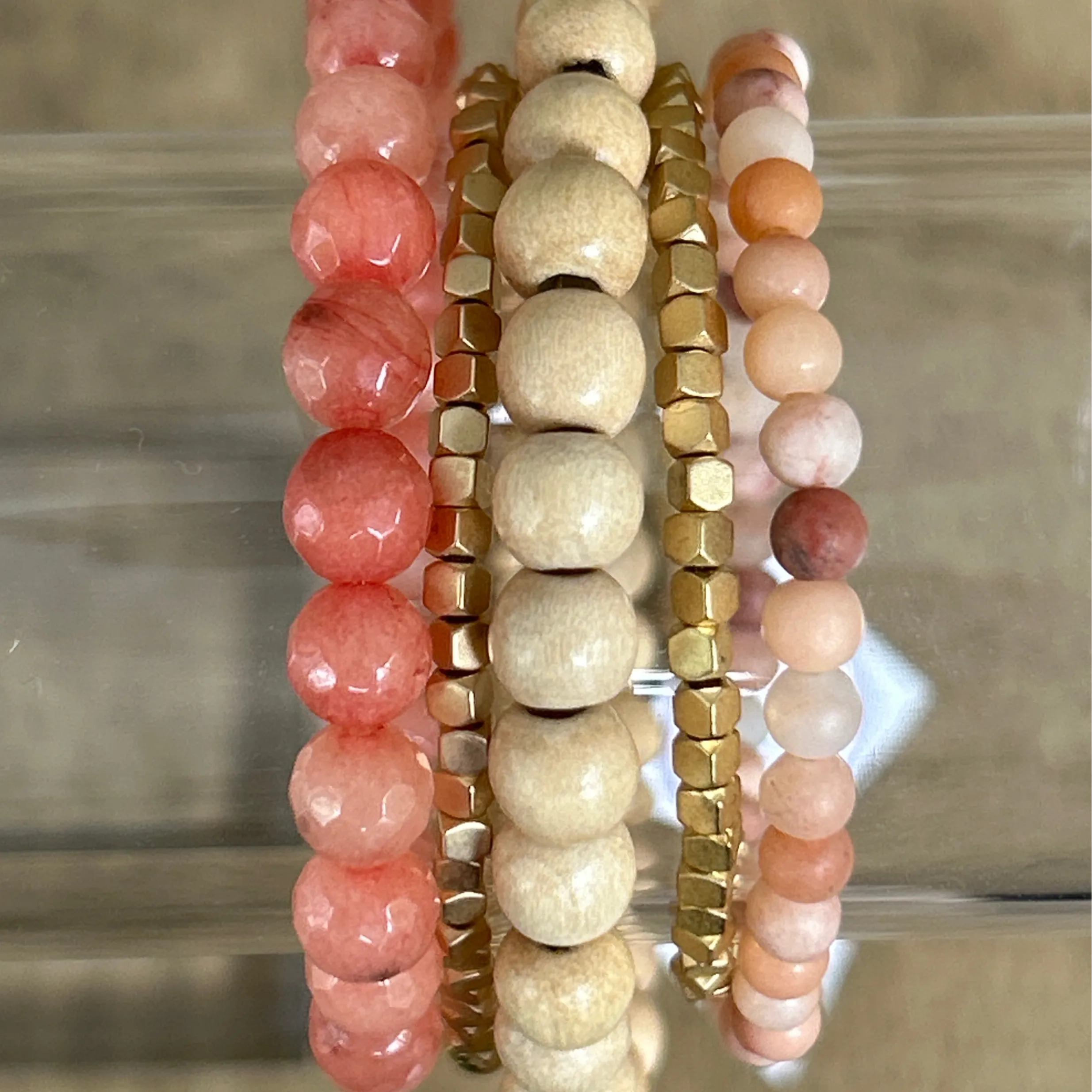 Plainly Peach Wrap Bracelet Stack