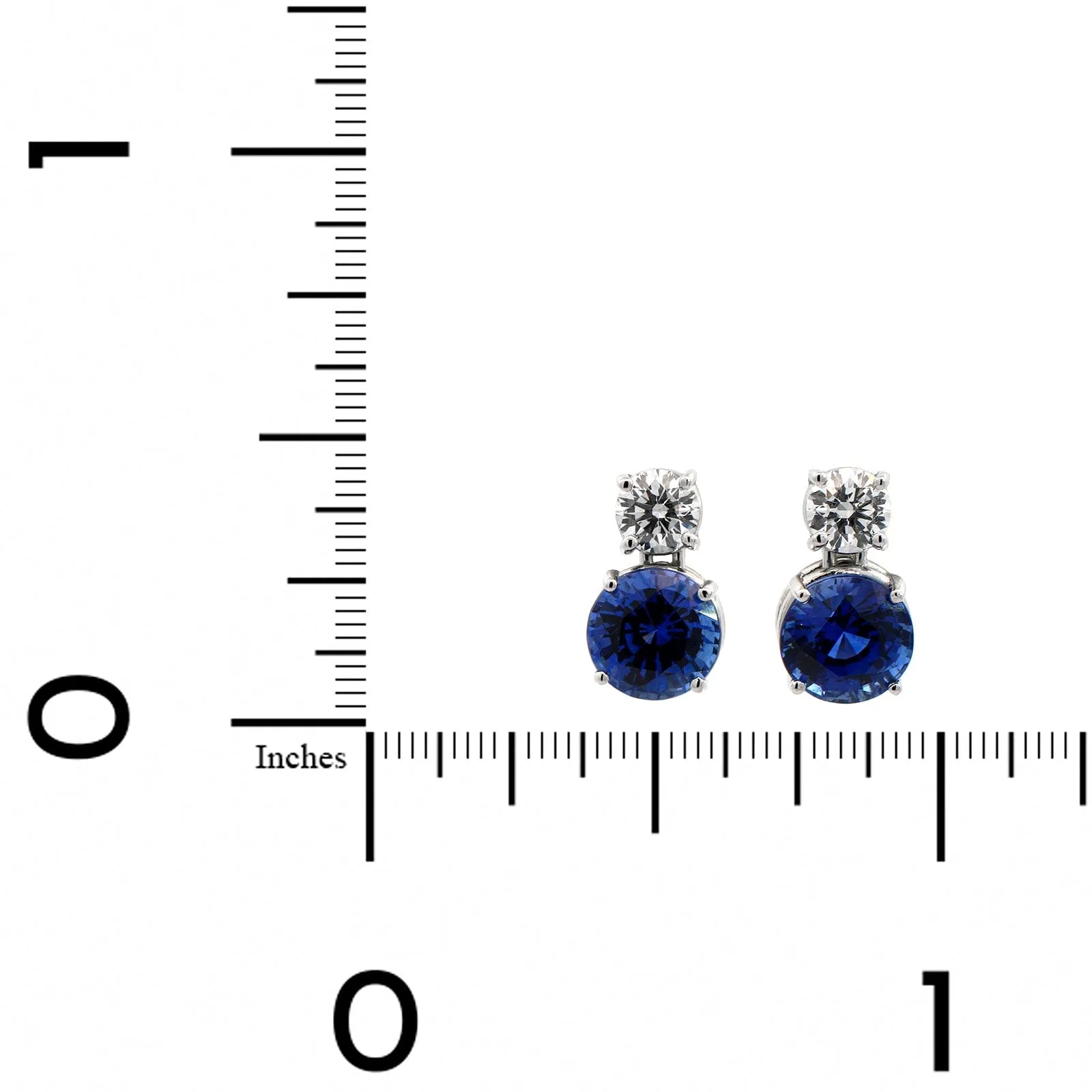 Platinum 2 Stone Sapphire and Diamond Stud Earrings