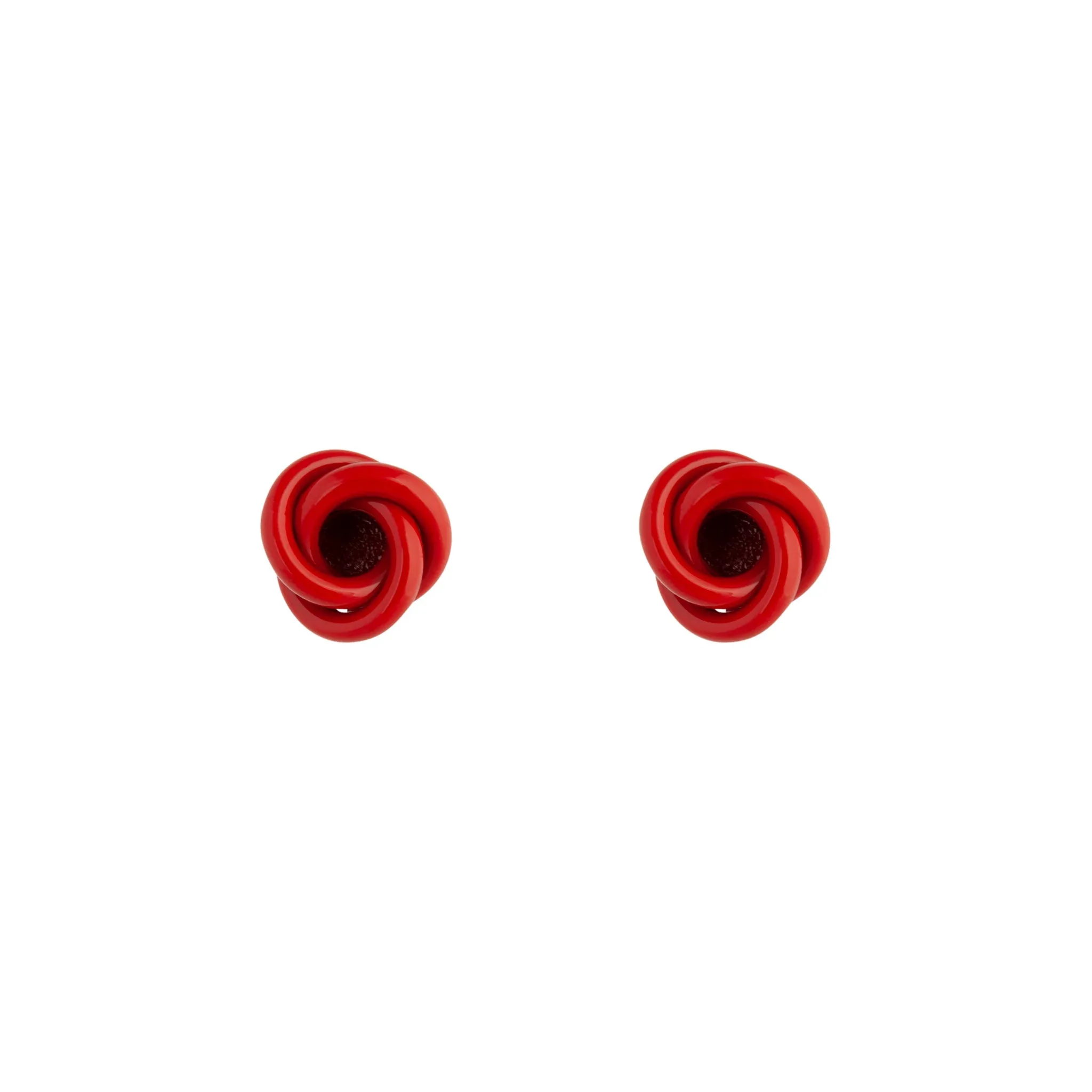 Red Classic Knot Stud Earrings