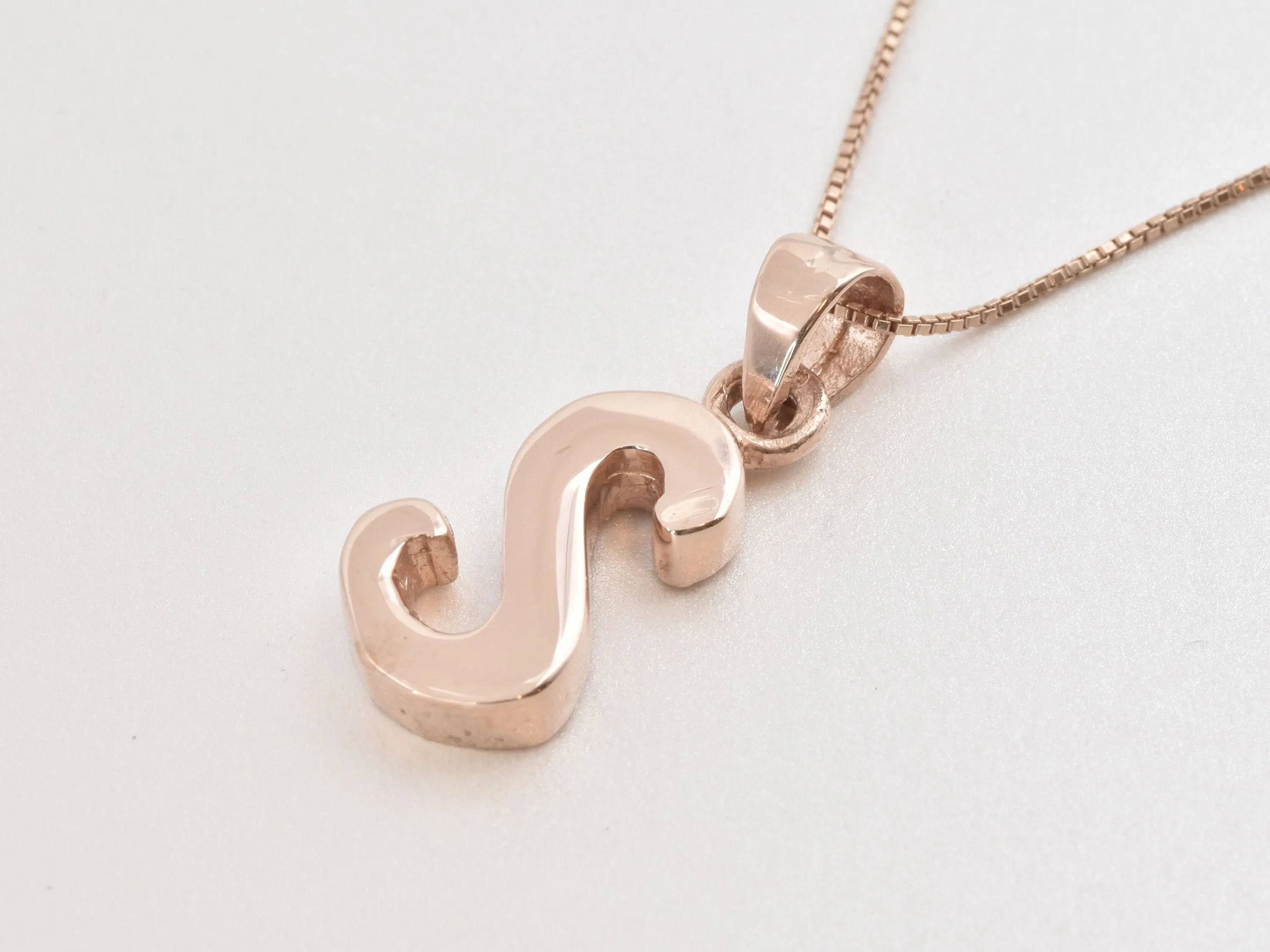 Rose Gold Letter S Pendant - Alphabet Letter Necklace - Rose Gold Letter Necklace