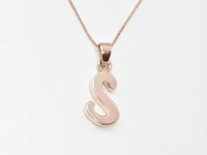 Rose Gold Letter S Pendant - Alphabet Letter Necklace - Rose Gold Letter Necklace