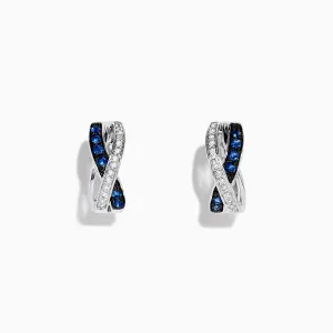 Royale Bleu 14K White Gold Blue Sapphire & Diamond Earrings, 0.33 TCW