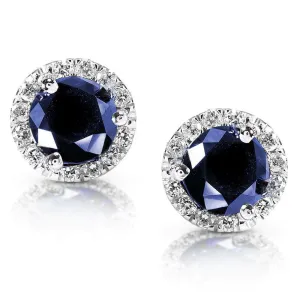 Sapphire & Diamond Halo Studs