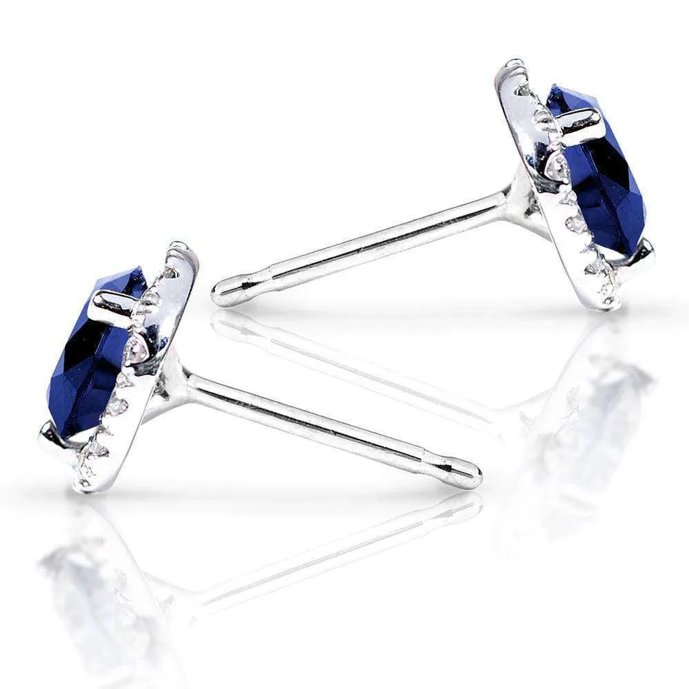 Sapphire & Diamond Halo Studs