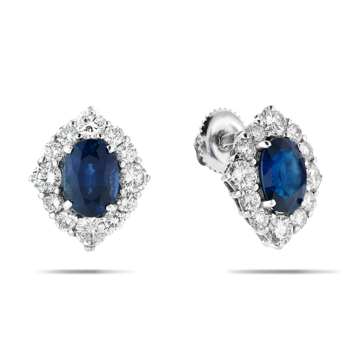 Sapphire and Diamond Halo Studs