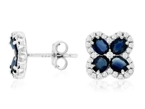 Sapphire Flower Studs