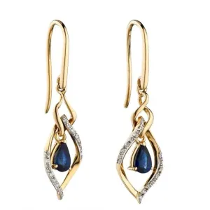 Sapphire Marquise Diamond Yellow Gold Earrings GE2274L