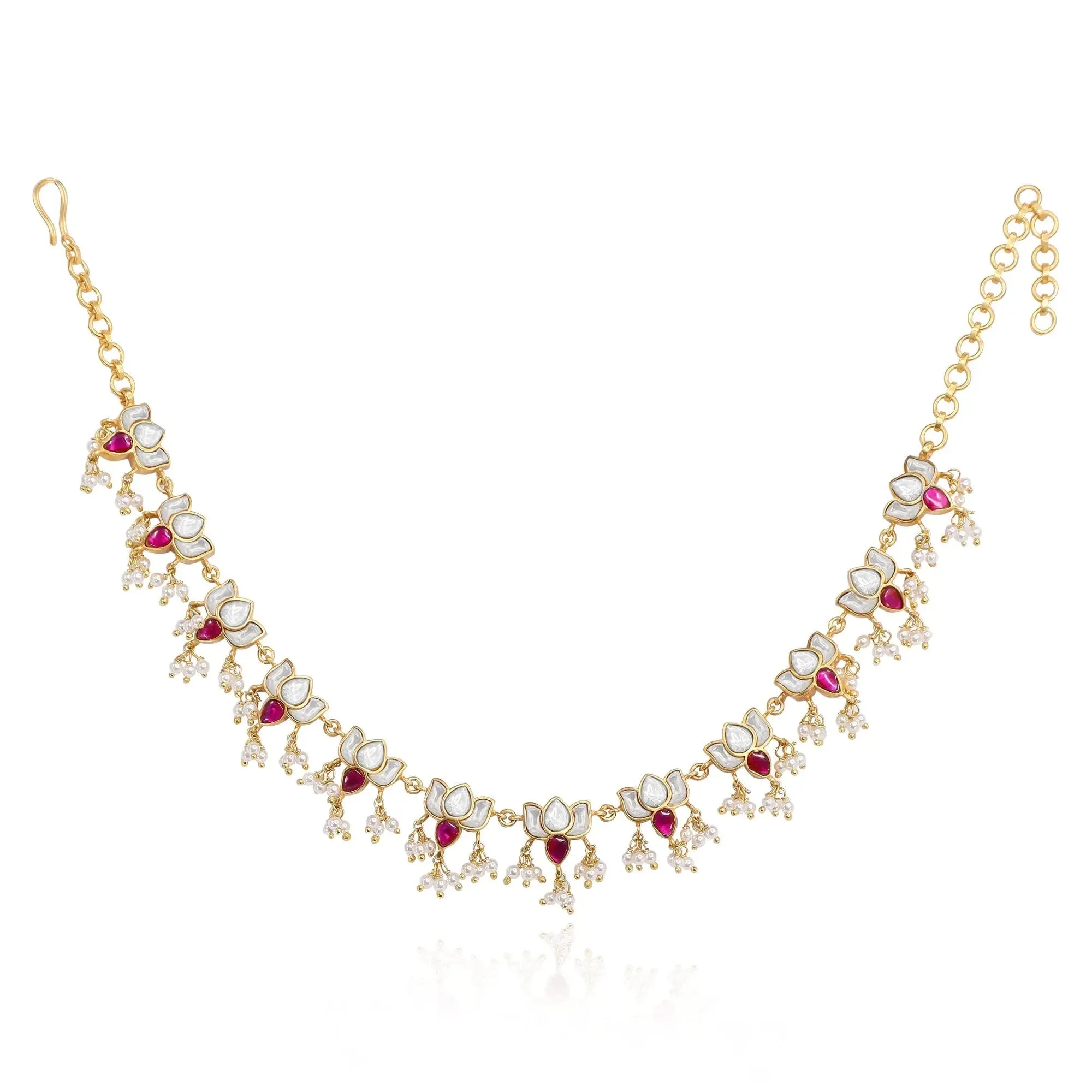 Silver 92.5 Lotus Polki Kundan Necklace