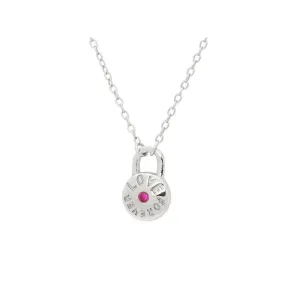 Silver Rhodium Plated Teen Love Forever Pendant   Necklace 16"  2"Cz Rubi