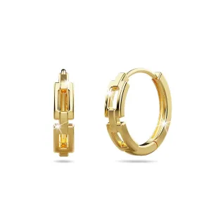 Square Linked Chain Huggie Hoop Earrings Gold