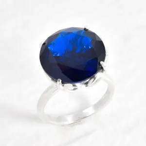 Statement Sapphire Ring - Sapphire Solitaire Ring - Blue Gemstone Ring