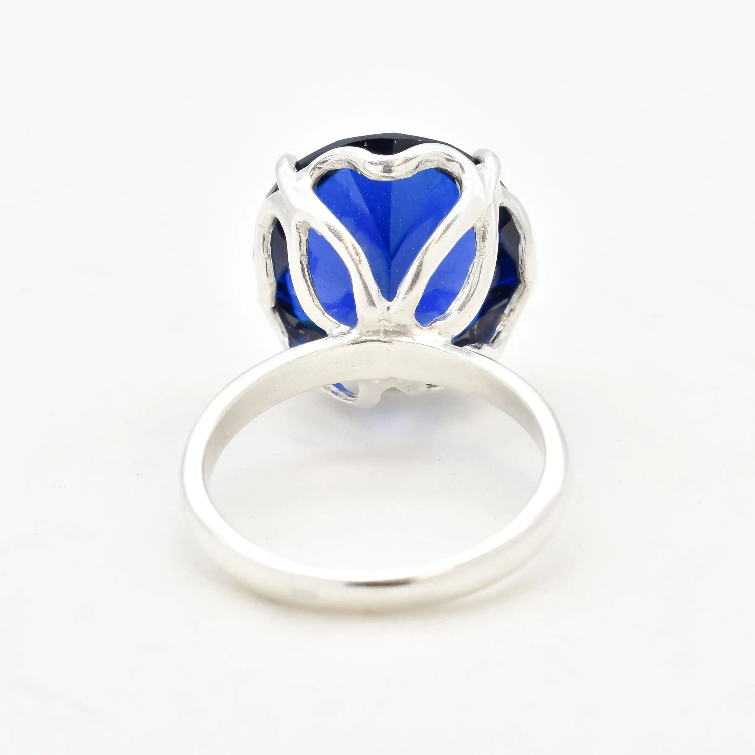 Statement Sapphire Ring - Sapphire Solitaire Ring - Blue Gemstone Ring