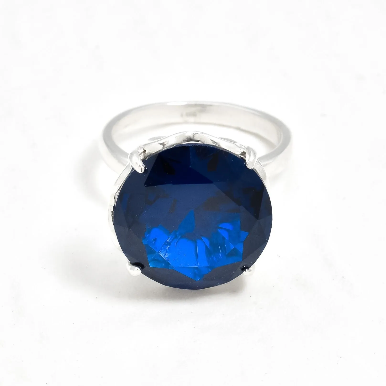 Statement Sapphire Ring - Sapphire Solitaire Ring - Blue Gemstone Ring