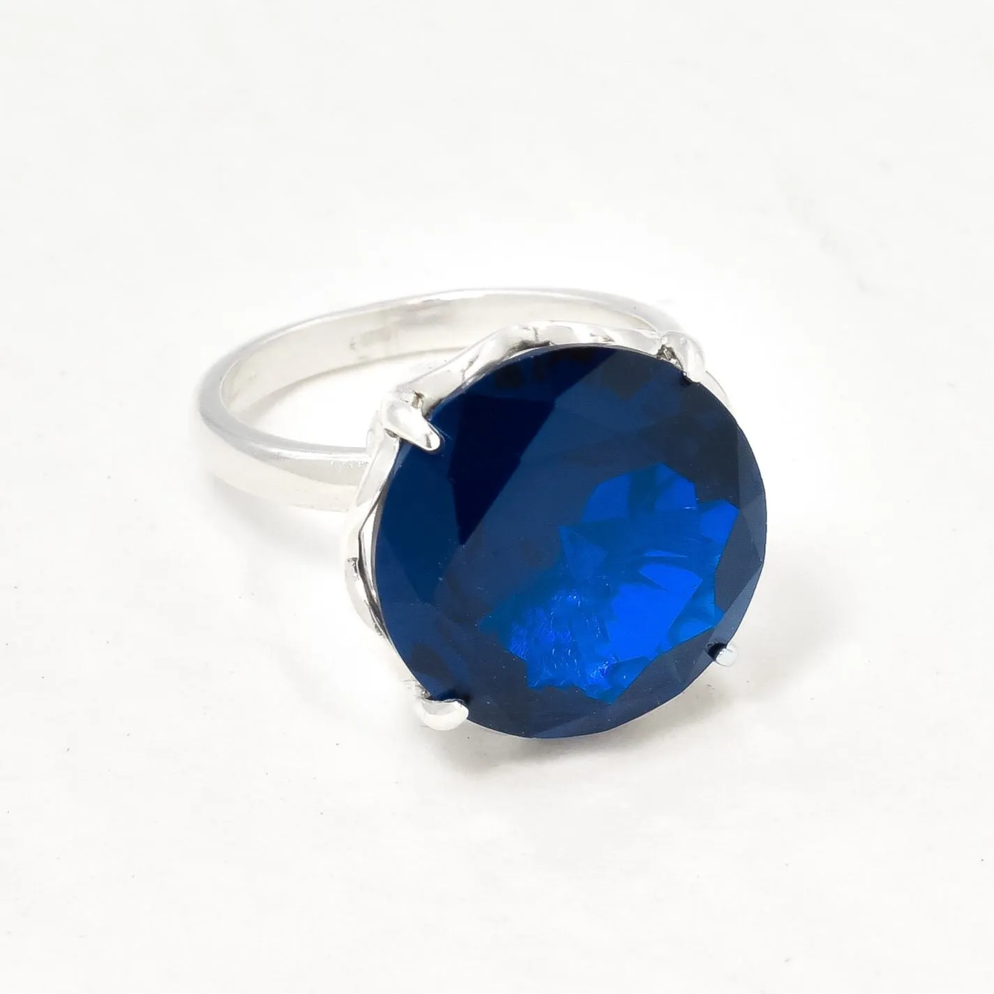 Statement Sapphire Ring - Sapphire Solitaire Ring - Blue Gemstone Ring