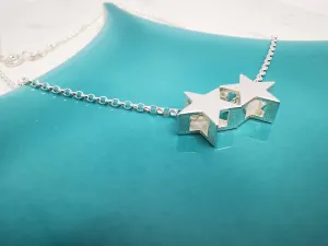 Sterling Silver Two Star Necklace