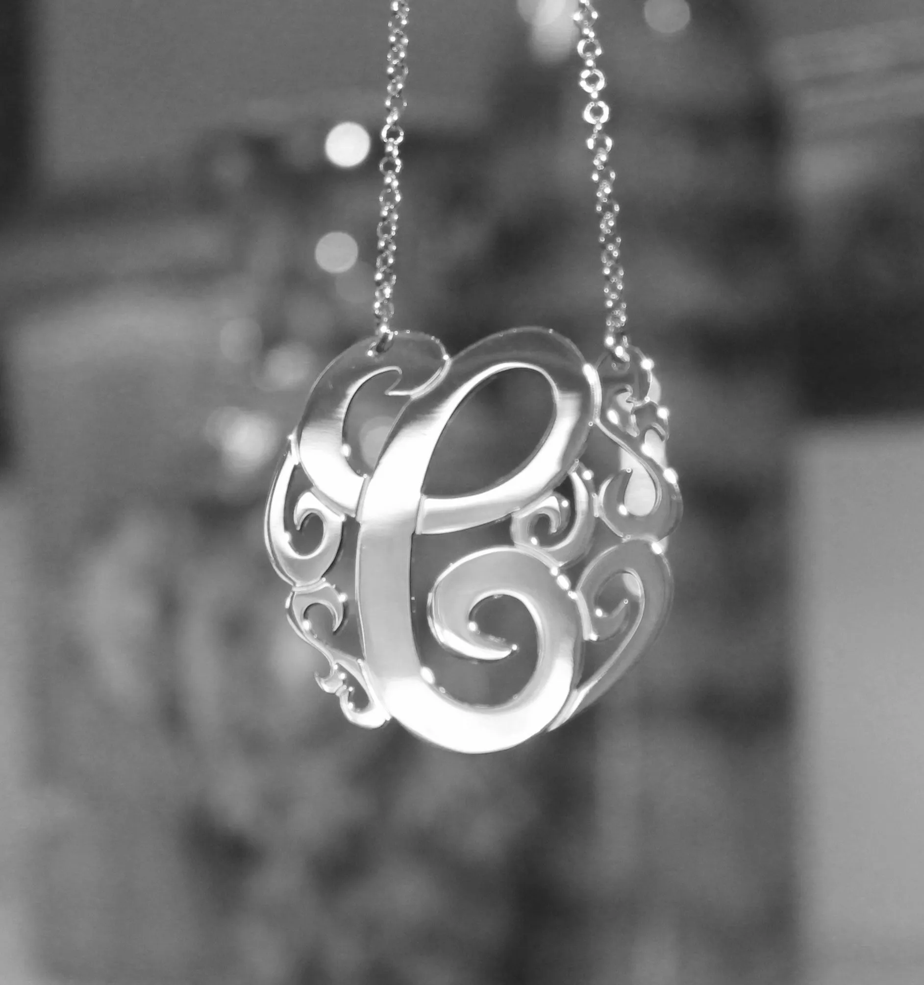 Swirly Initial Necklace - Sterling Silver or Gold