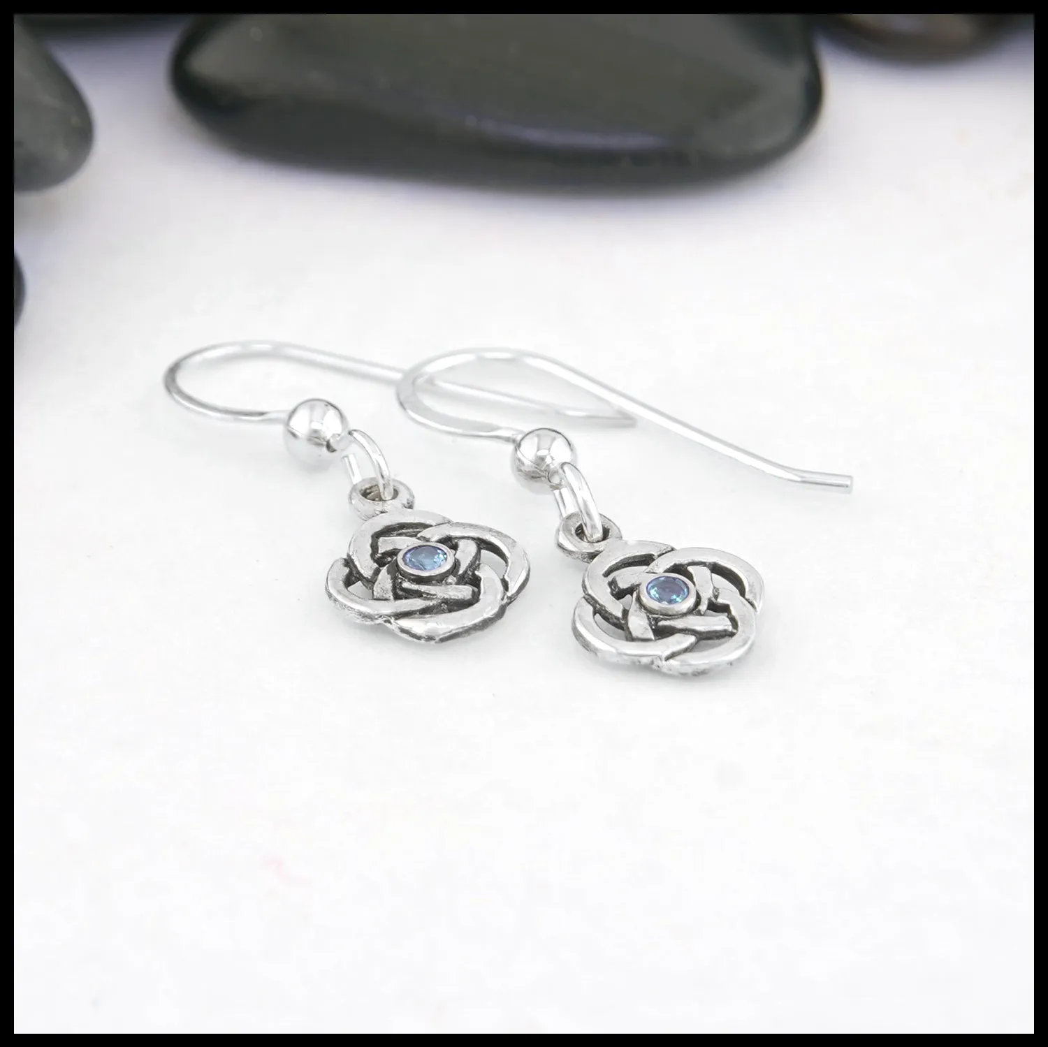 Tanzanite Josephine's Knot Celtic Drop Earrings in Sterling Silver