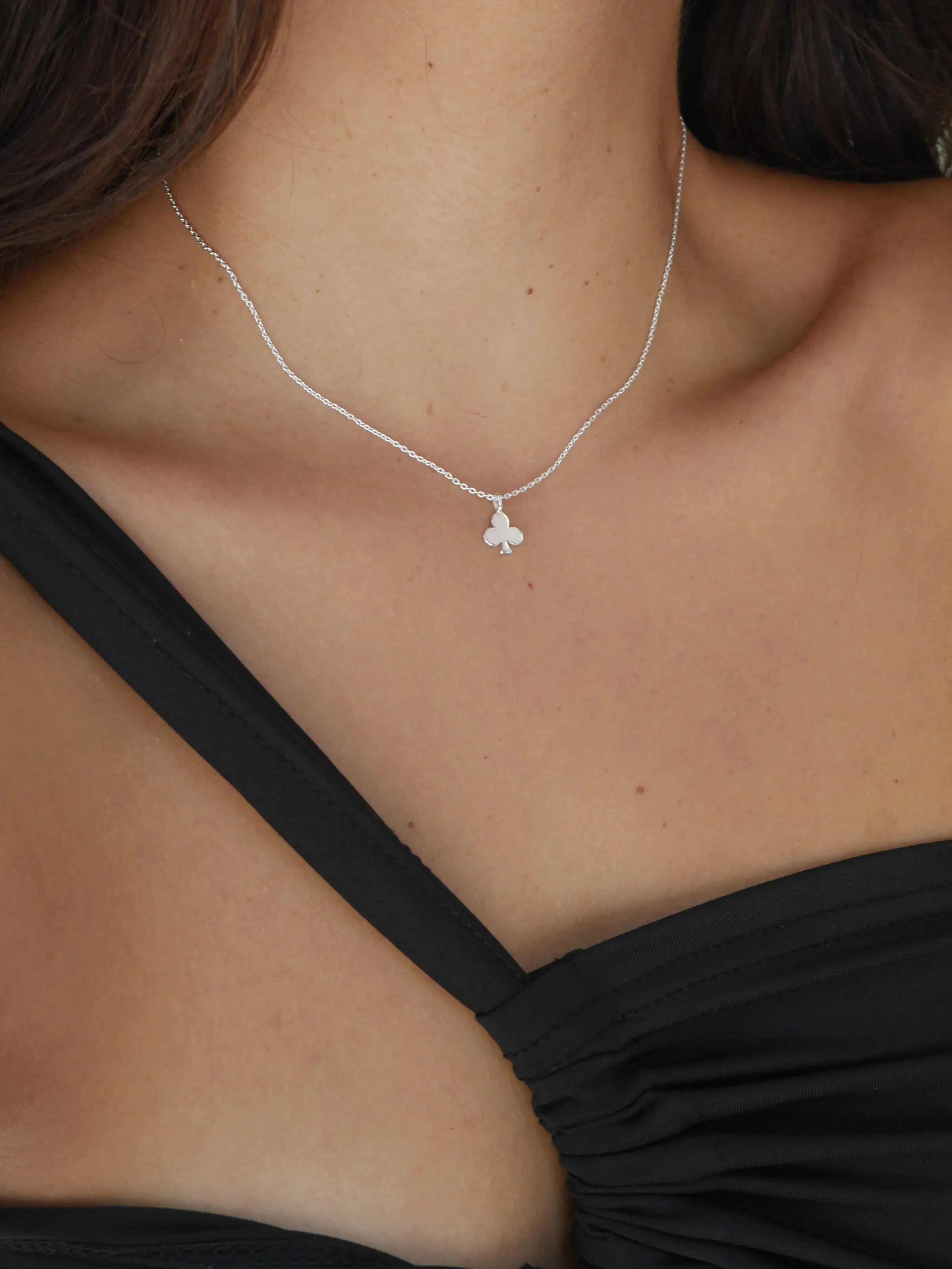 Three-leaf clover Necklace Sterling Silver 925 Poker Card Dainty Choker Short Necklaces Luxury Fine Jewelry Minimalist KESLEY