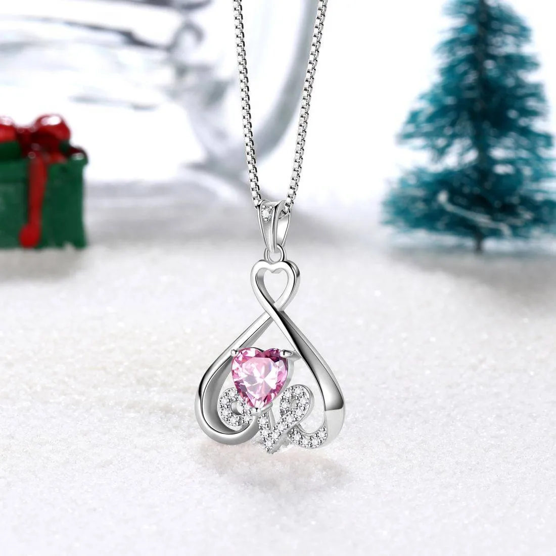 Tokyo Mart Heart Necklace Love Heart Oct. Birthstone Pendant Women Girls Jewelry Birthday Gift