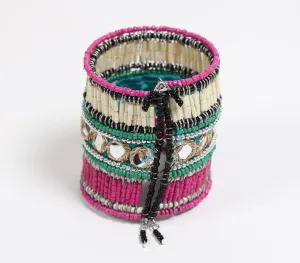 Tribal Beaded & Mirrorwork Cuff Bracelet