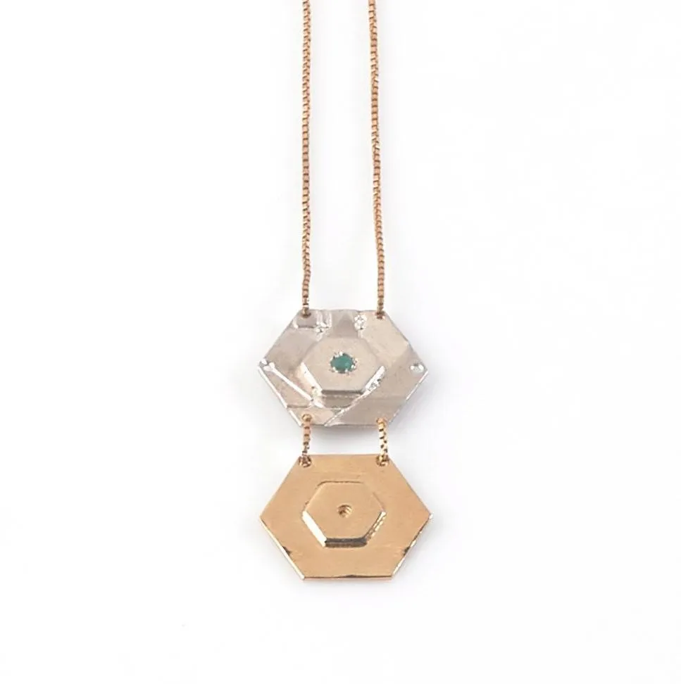 Two Hexagon Necklace