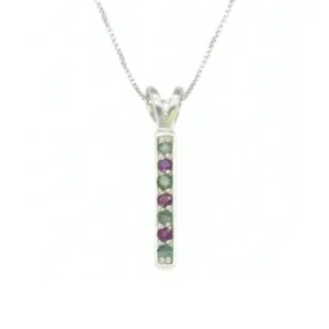 Vertical Ruby Pendant - Real Emerald Necklace - Layering Necklace