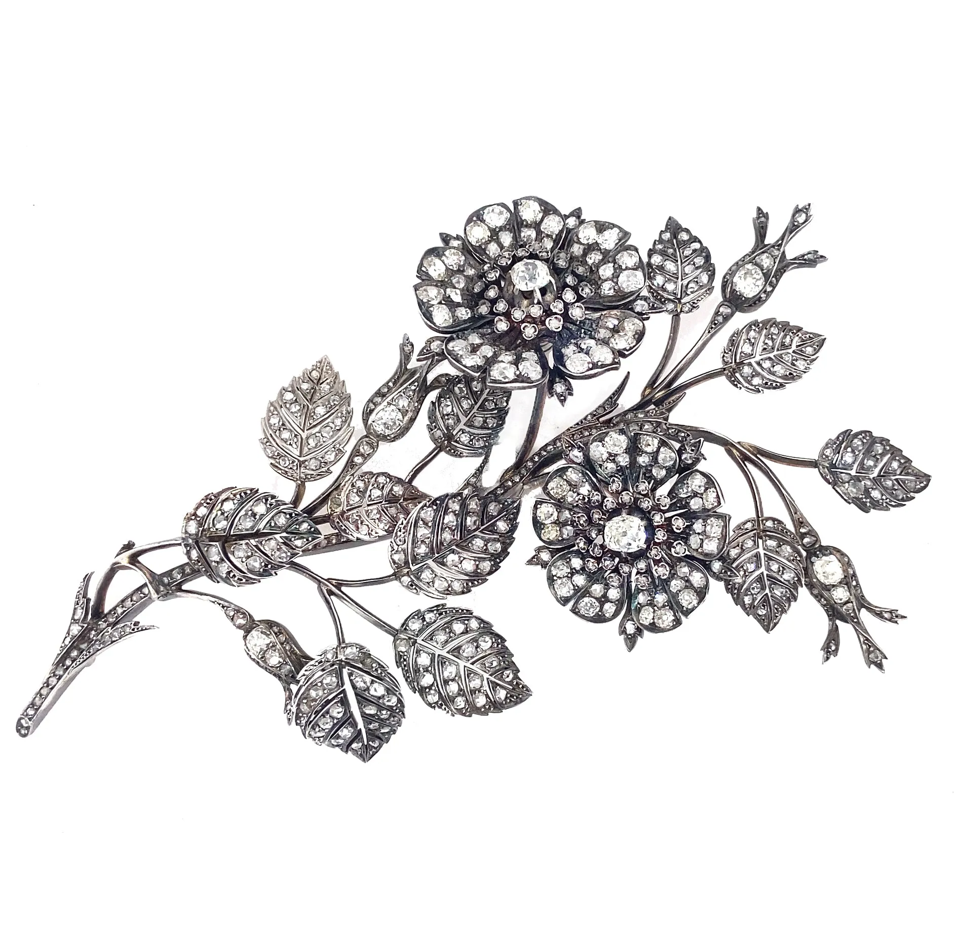 Victorian diamond spray flower brooch