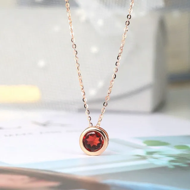 Women Natural Garnet Stone Pendant Necklace