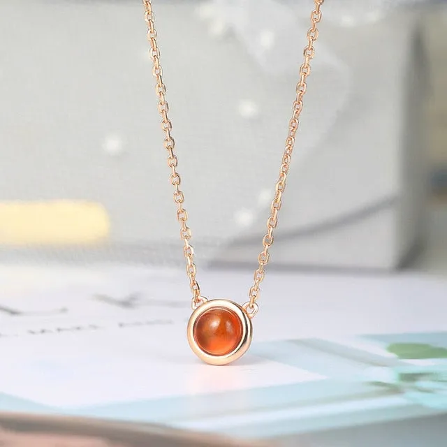 Women Natural Garnet Stone Pendant Necklace